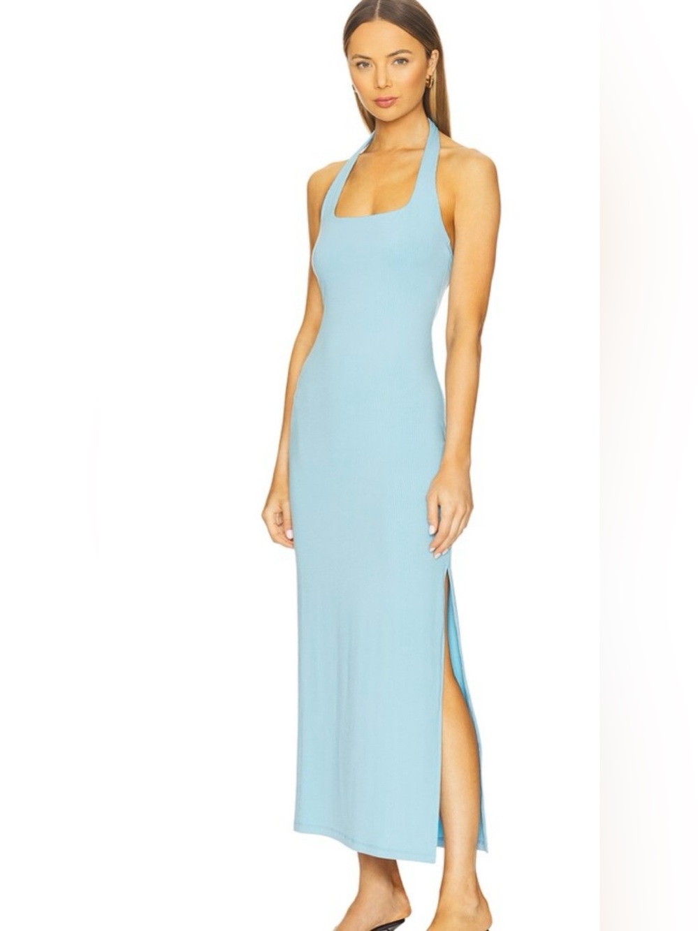 L*SPACE London Maxi Halter Dress in Seaspray Blue size Medium